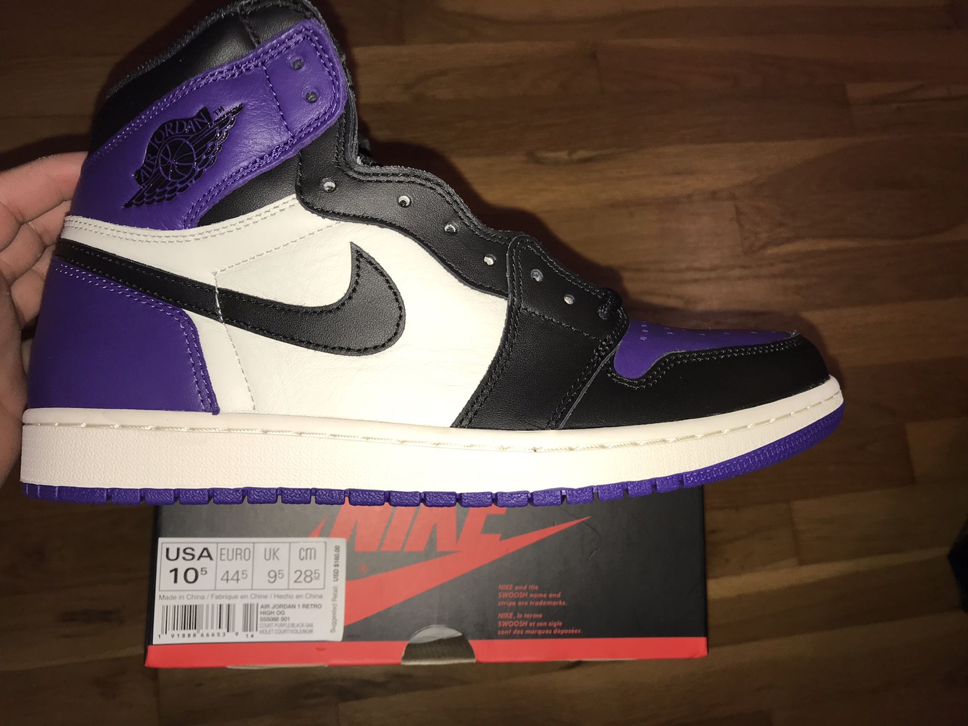 air Jordan 1 court purple size 10.5