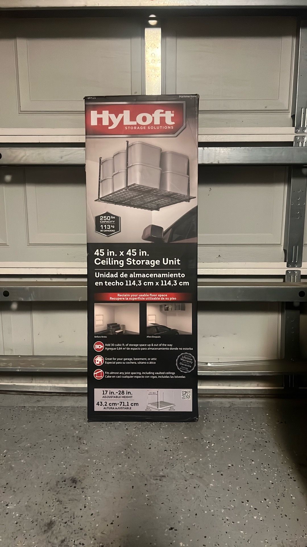 45 inch x 45 inch ceiling storage unit