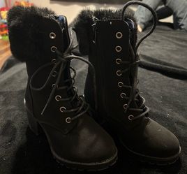 Size 12 Girl Heeled Boots - Black