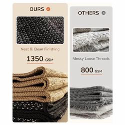 5'x7' Area Rug Machine Washable Hand Woven Low Pile Plain Pattern Non-Shedding Braided Rugs for Living Room Bedroom Office Dining Room Home Decor - Bl