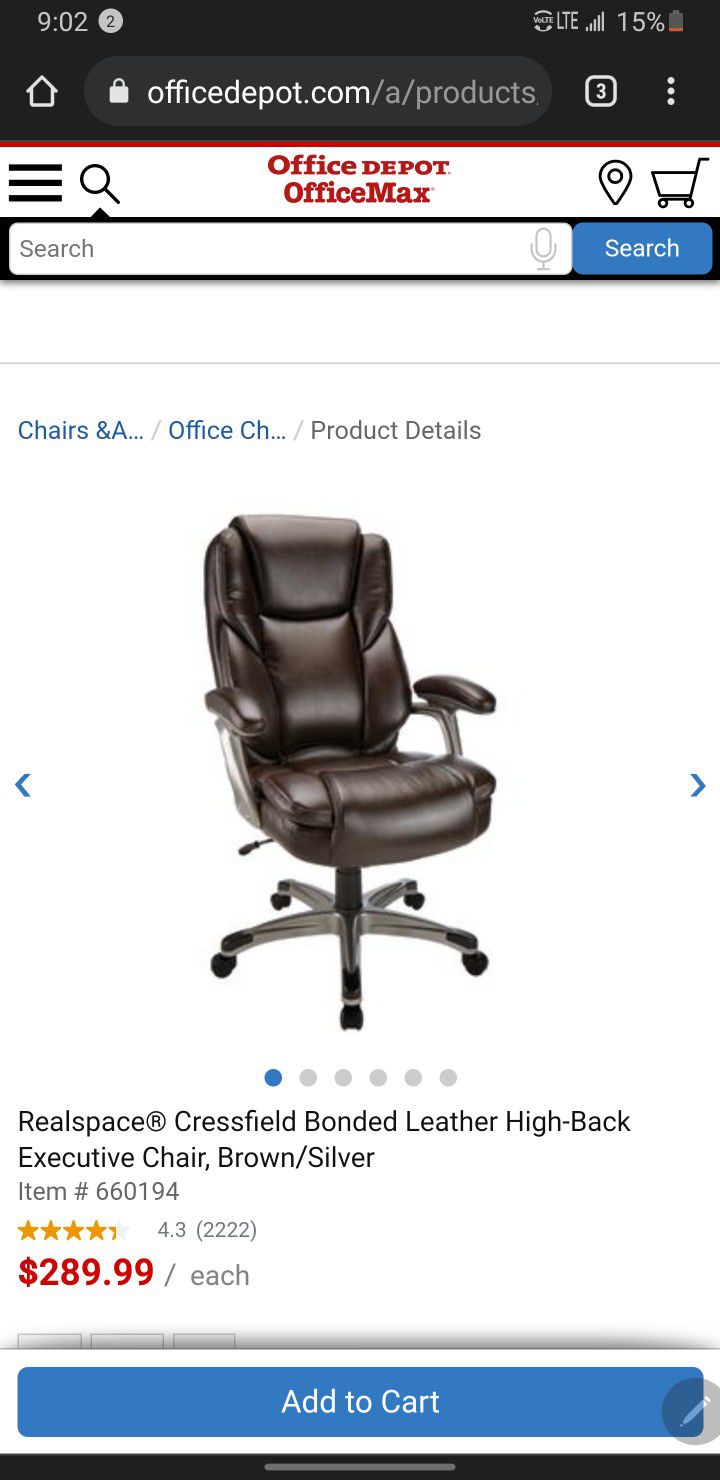 Realspace Cressfield Leather Executive Manager Chair