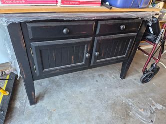 Black Distressed Wood Sideboard Cabinet