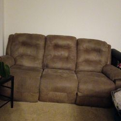 Suede Three Piece Sofa