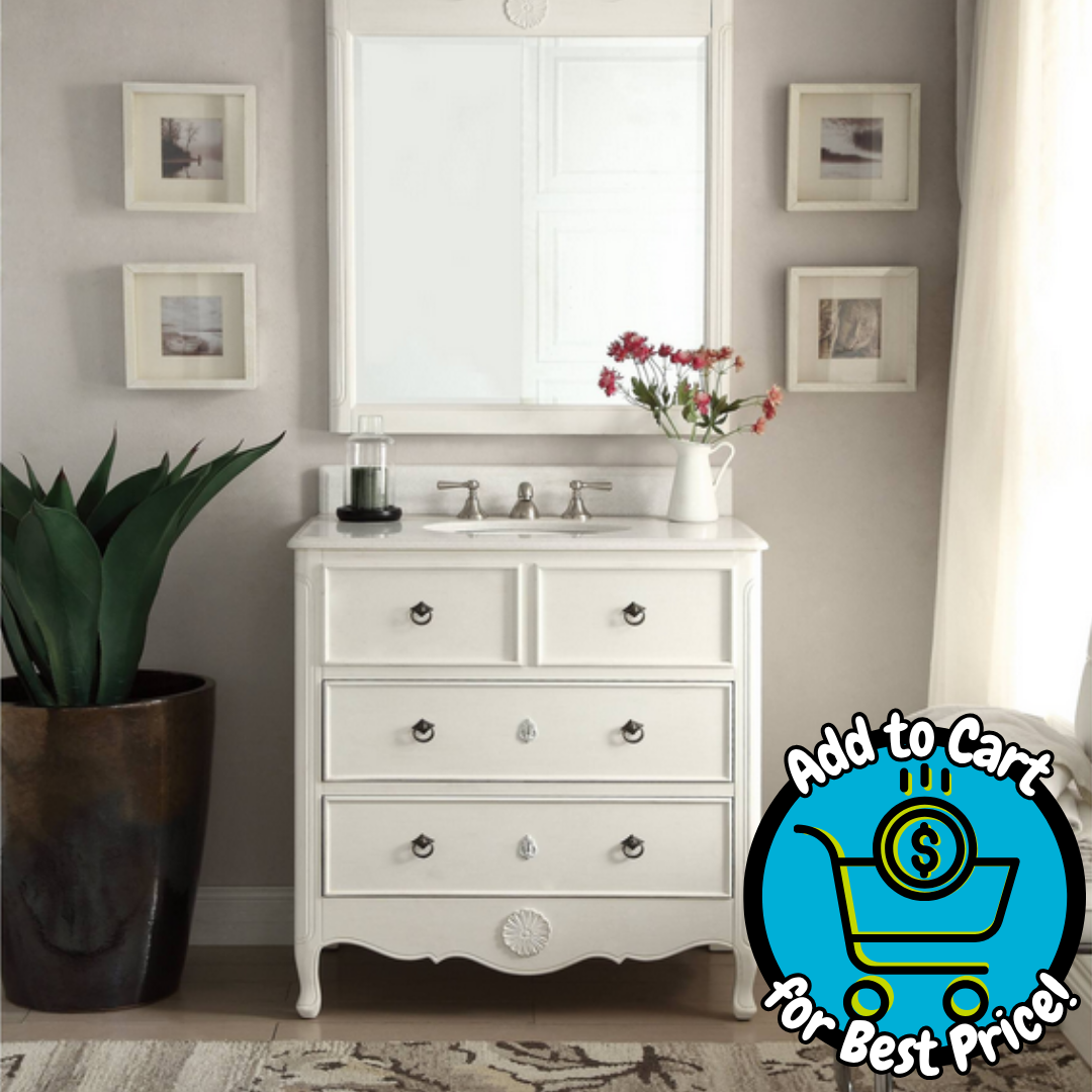 34" Benton Collection Antique White Daleville Bathroom Sink Vanity