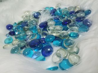15 lbs of assorted blue white and navy crystal filler beads