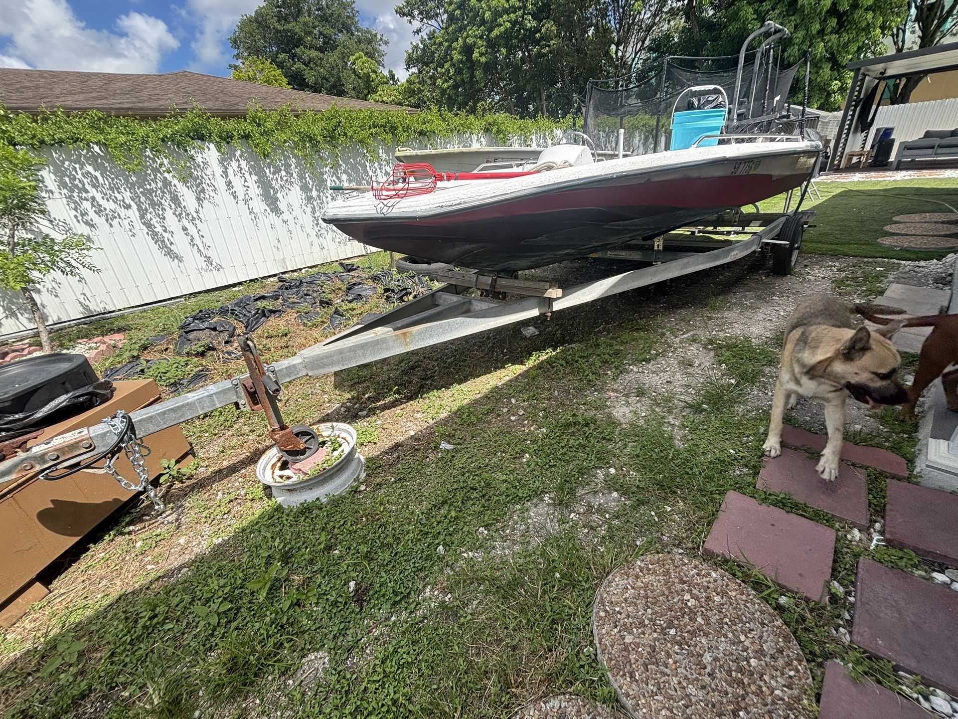 17” Boat With Trailer And Engine