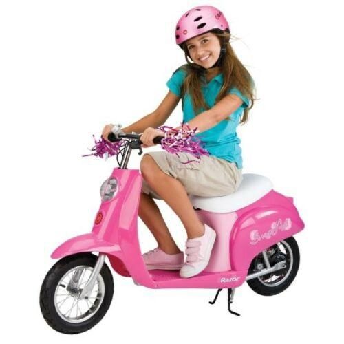 Razor Pocket Mod Sweet Pea Pink - 24V Miniature Euro-Style Electric Scooter with Seat, Vintage-Inspi