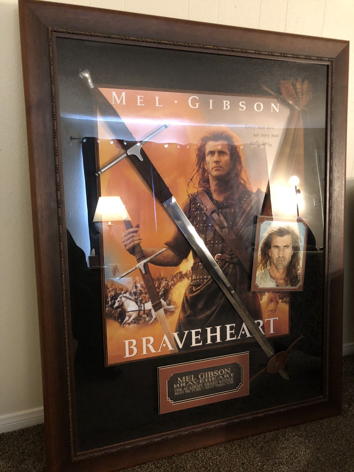 Rare Autographed Mel Gibson Braveheart Movie Memorabilia Professionally Framed Certificate of Authenticity