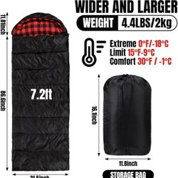 New Sleeping Bag Cold Sleeping Bags for Adults 0 Degree Sleeping Bag with Pillow Extra Large Flannel Big and Tall XXL Warm Winter Zero Degree Camp