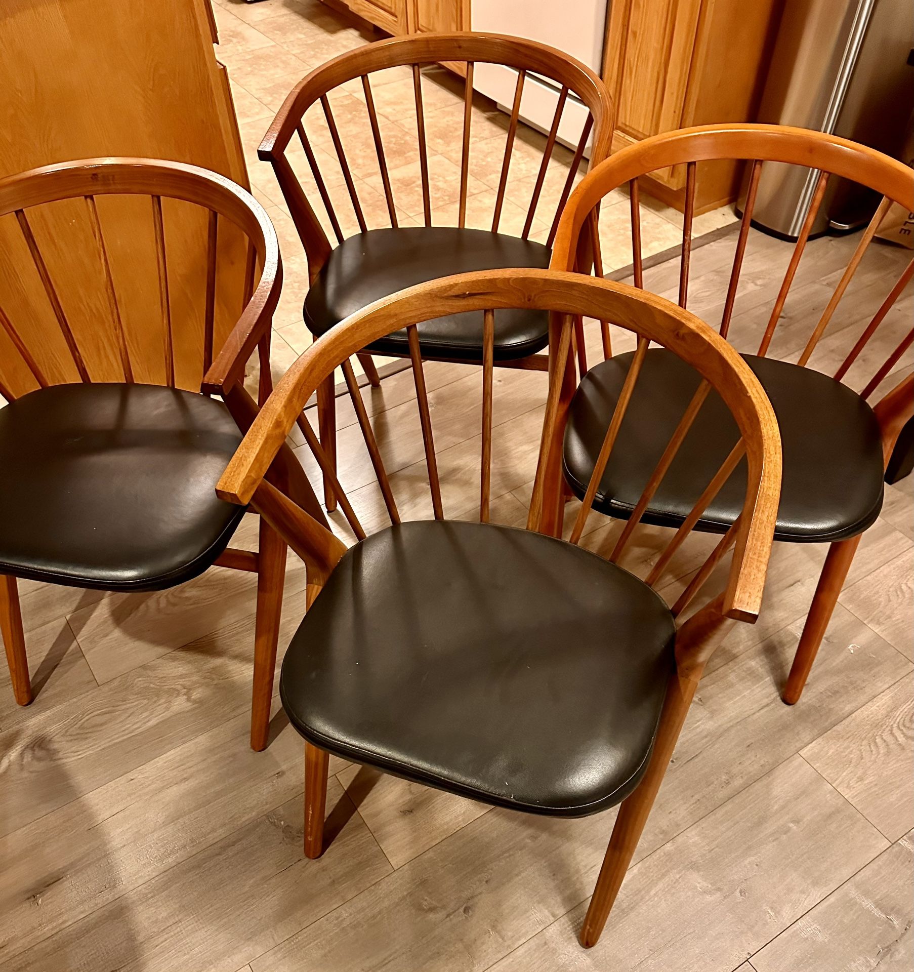 4 Room & Board Wood & Leather Chairs. Barely Used.