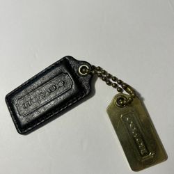 Coach Black Leather(?) and Gold-Tone Metal Purse Hang Tags Replacement Charms