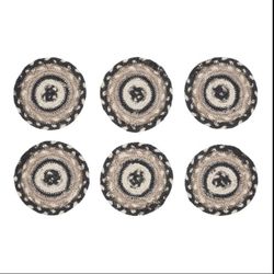 Sawyer Mill Charcoal Creme Jute Coaster Set of 6
