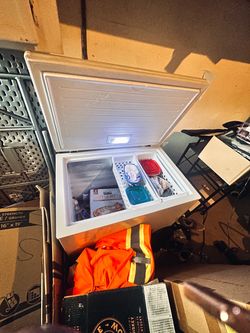 White Chest Freezer with Interior Light