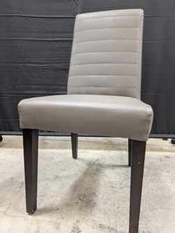 Contemporary Grey Faux Leather Dining Side Chair with Ribbed Back