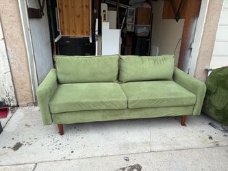Green Velvet Mid-Century Modern Sofa