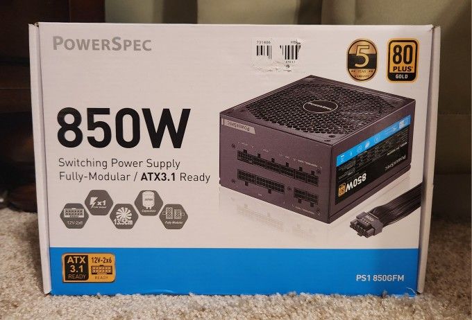 850W PowerSpec Modular Power Supply 80 Plus Gold Like New