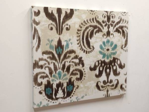 Paisley Look White Turquoise Brown Wall Decor Ikat Art 45×39 Collectibles & Art