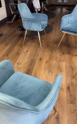 Blue Velvet Armchair with Gold Legs Listing