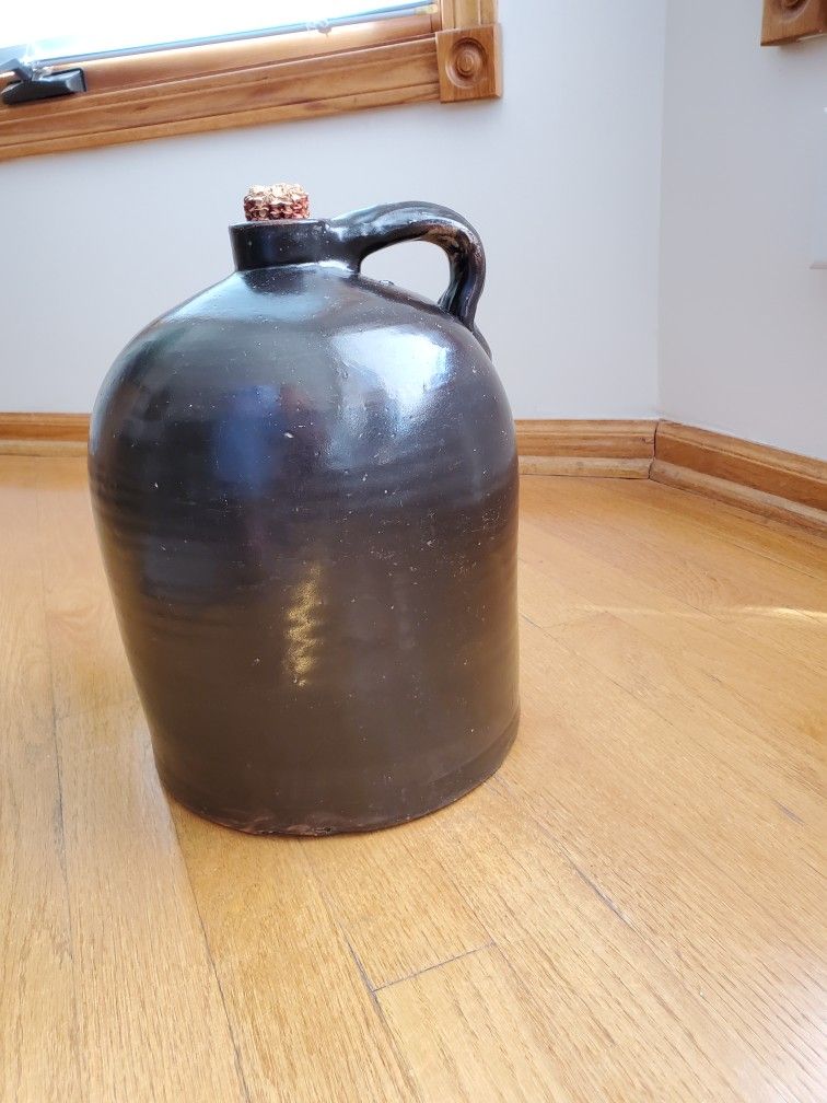 Large Whiskey Jug Liquor Antique Bar Decor Stoneware Pottery Hooch Vintage