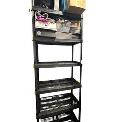 7 Tier Easy Assembly Black Plastic Garage Storage Shelving Unit