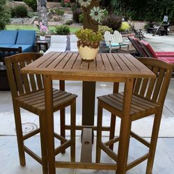 Sunnydaze 3-Piece Meranti Outdoor Bar Set with Teak Oil Finish