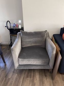 Gray Velvet Accent Armchair