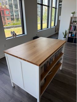 IKEA TORNVIKEN Kitchen Island with Storage Shelves