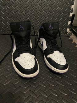 Air Jordan 1 Mid Black White Purple Sneakers