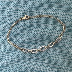 14k Paper Clip Bracelet Diamonds