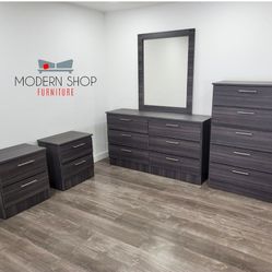 Dresser With Mirror, Chest And Two Nightstands 🌌 Comoda Con Espejo, Gavetero Y Dos Mesitas De Noche 🌌 