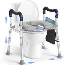 Raised Toilet Seat with Handles, 500 lbs Capacity