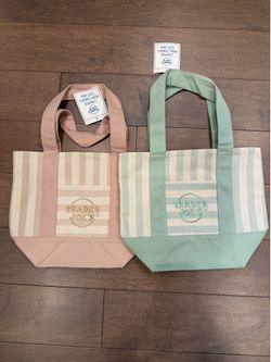 Trader Joe’s Summer Striped Bags Green and Tan