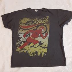 Vintage  DC Comics The Flash TV Show Cartoon Comic T Shirt Army Green Mens  x-L