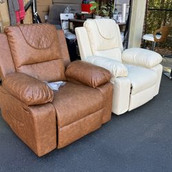LEATHER HEAT MASSAGE/ MANUAL RECLINER 