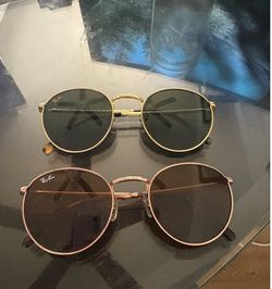 Ray-Ban Round Metal Sunglasses, gold/green or rose gold/brown (70 each/140 both)