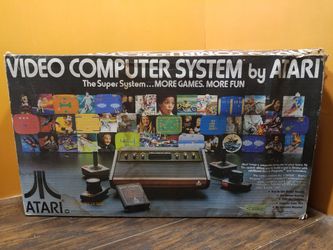 Atari 2600 6 switch woodgrain system console video game original box cx2600