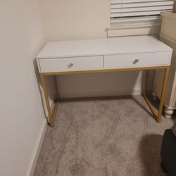  White/Gold Office Desk 