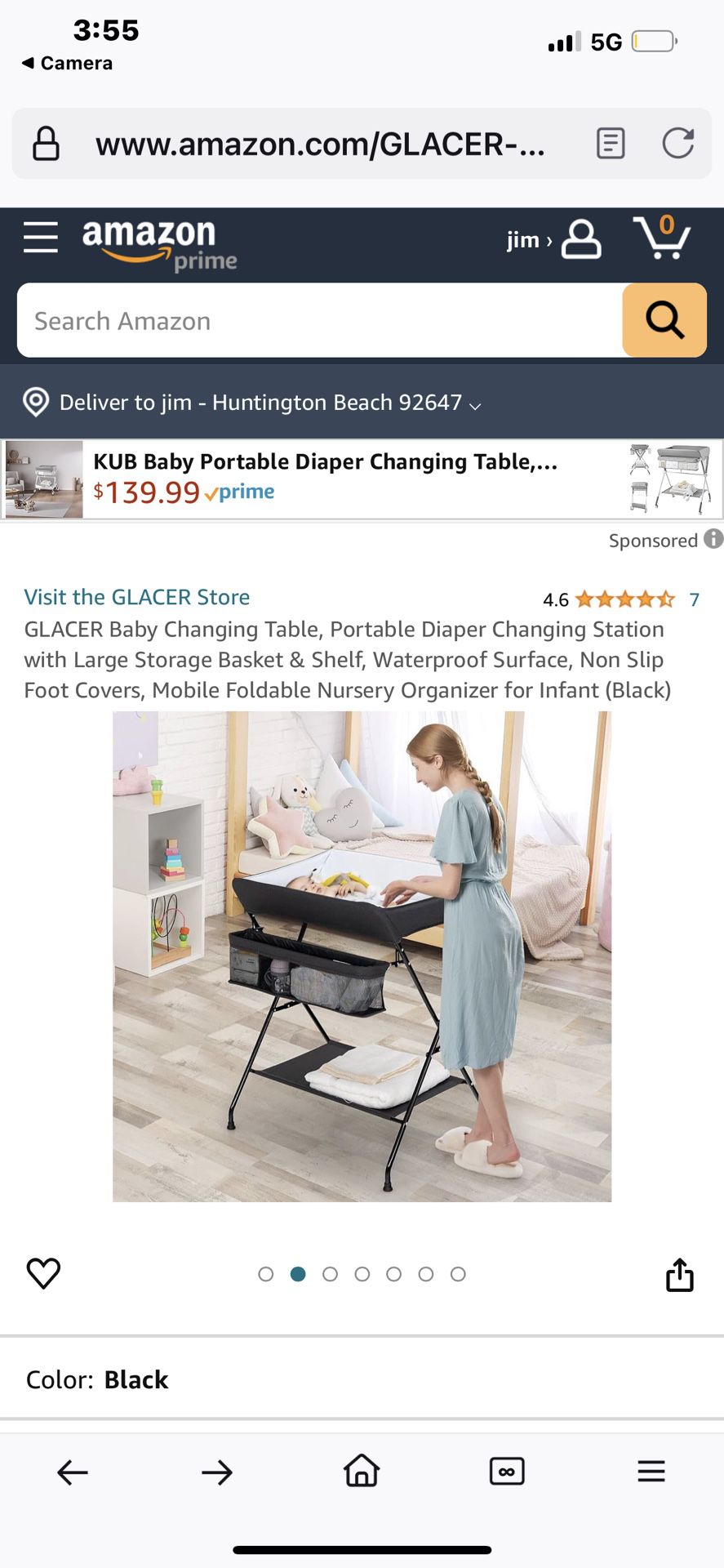 GLACER Baby Changing Table, Portable Diaper Changing Station with Large Storage Basket & Shelf, Waterproof Surface, Non Slip Foot Covers, Mobile Folda