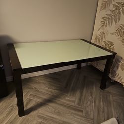 Glass Dark Wood Dining Table