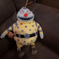 RARE  DISNEY NIGHTMARE BEFORE CHRISTMAS TEAR-AWAY FACE UNICYCLE RIDING PLUSH CLOWN NEW