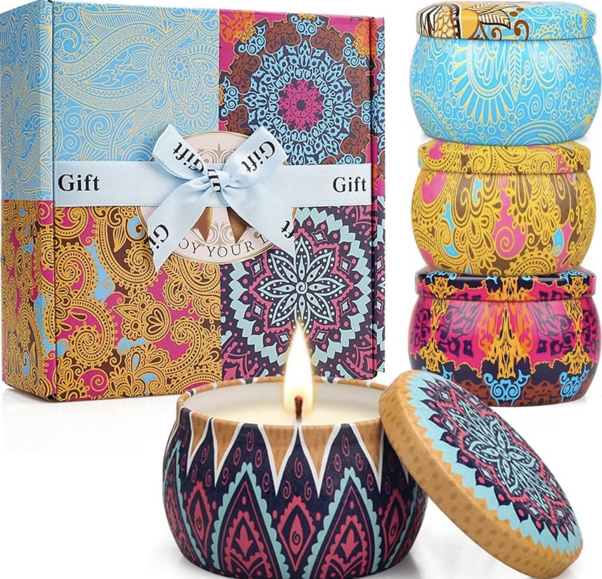 Brand New 100% Natural Soy Wax Scented Candles Gift Set of 4 (still sealed in box !)