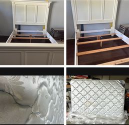 Queen Sleigh Bed with Queen  Mattress & Box Spring