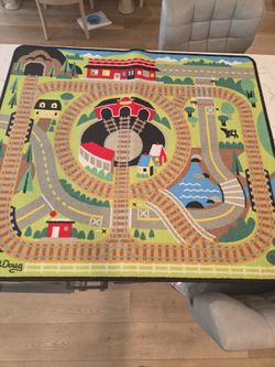 MELISSA & DOUG TRAIN TRACK RUG FOR LITTLE KIDS ROOM,SZ 36"×40" SEE DESCRIPTION