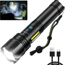 Rechargeable Flashlights High Lumens - 150000 Lumen LED Flashlight Super Bright, 7 Modes with COB Work Light, IPX7 Waterproof, Powerful Handheld Flash