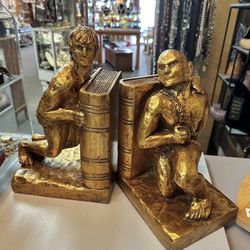 Rare Vintage Gold One Of A Kind Figurine Statue Bookends 12 Inches Tall