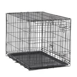 Large, 2 Door, Black Wire Dog Crate with Tray