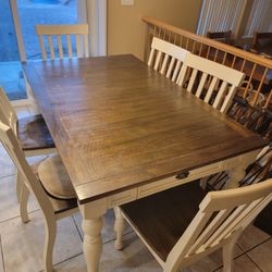 Farmhouse Dining Table with 6 Chairs