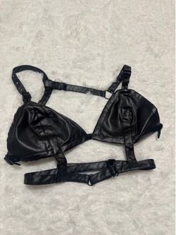 New xl black pleather top goth gothic punk alt emo festival rave lingerie outfit