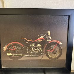 Framed Harley Davidson Motorcycle Art