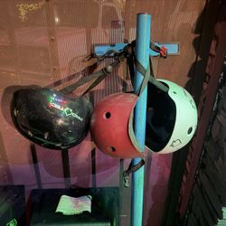 Skate Rail And 3 Helmets 
